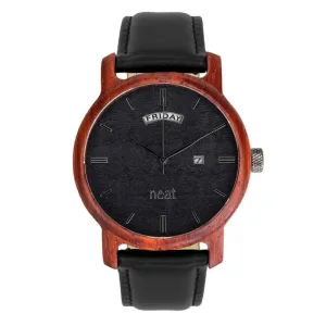 Dřevěné pánské hodinky černé barvy s koženým páskem #2231784