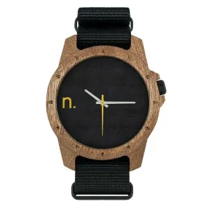 Dřevěné pánské hodinky černé barvy s textilním řemínkem #2231778