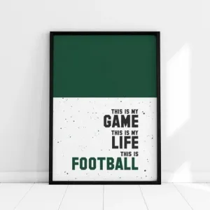 Fotbalový plakát s nápisem