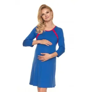 Módní těhotenská a kojící košile na zapínání po zadní délce modré barvy