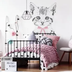 Nálepka na zeď v podobě koťata s mašlí