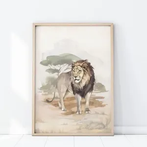 Nástěnný safari plakát s motivem lva