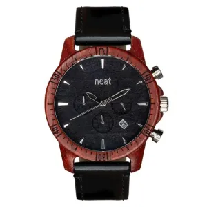 Pánské dřevěné hodinky s koženým páskem v černé barvě #2232262