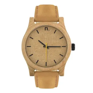 Pánské dřevěné hodinky s koženým páskem v hnědé barvě #2231762