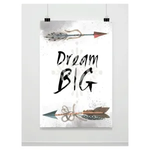 Plakát na stěnu v BOHO stylu s nápisem - Dream big