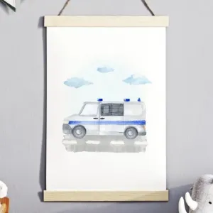 Plakát s motivem policejního auta do dětského pokoje