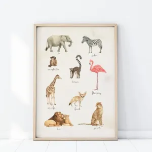 Plakát s motivem safari zvířat