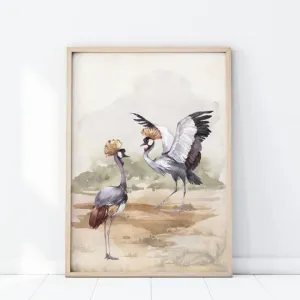 Safari plakát s motivem jeřábů korunkatých