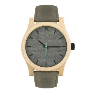 Šedé dřevěné hodinky s koženým řemínkem pro pány #2231767