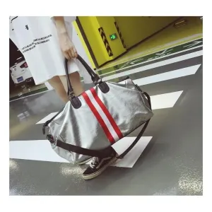 Stříbrná taška s kontrastními pásky pro dámy