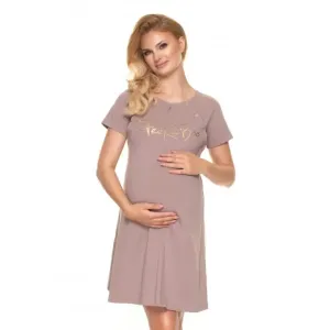 Těhotenská a kojící noční košile v béžové barvě s nápisem