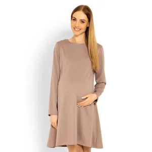 Těhotenské šaty s volným střihem v cappuccinovej barvě