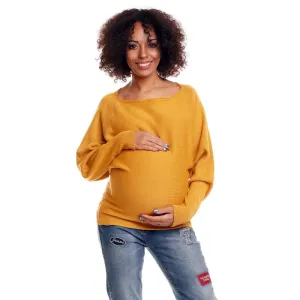 Těhotenský hořčičný oversize svetr