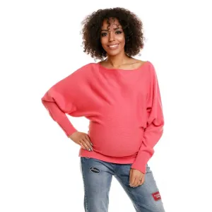 Těhotenský korálový oversize svetr