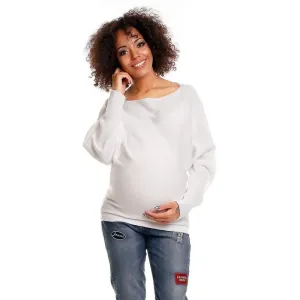 Těhotenský oversize svetr v bílé barvě