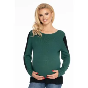 Těhotenský svetr ve dvou barvách zelené a černé