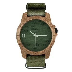 Zelené dřevěné hodinky s textilním řemínkem pro pány #2231779