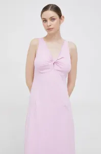 Bavlněné šaty Deha růžová barva, midi
