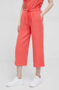 Kalhoty Deha dámské, oranžová barva, jednoduché, high waist