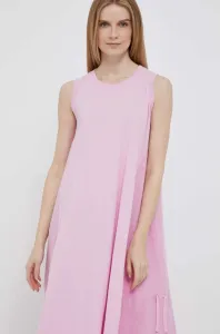 Šaty s příměsí lnu Deha růžová barva, midi, oversize