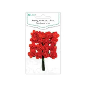 Papírové květy růže 2 cm Spice Red - 16 dílná sada