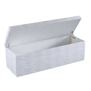 Dekoria Čalouněná skříň, bílé listy na šedém pozadí , 120 x 40 x 40 cm, Sunny, 143-84