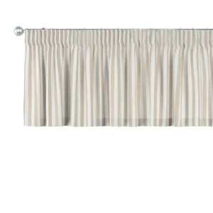 Dekoria Krátký závěs na řasící pásce, béžová - bílá pruhy, 390 x 40 cm, Quadro, 136-07