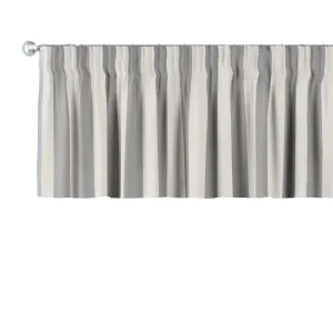 Dekoria Krátký závěs na řasící pásce, bílé a šedé svislé pruhy, 130 x 40 cm, Quadro, 143-91