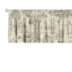 Dekoria Krátký závěs na řasící pásce, ecru pozadí, béžové postavy, 260 x 40 cm, Avignon, 144-53