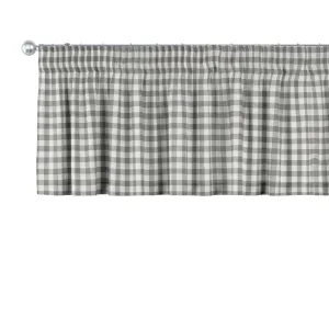 Dekoria Krátký závěs na řasící pásce, šedo - bílá střední kostka, 390 x 40 cm, Quadro, 136-11