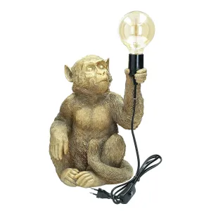 Dekoria Stolní lampa Gold Monkey výška 36cm, 25,5 x 23,5 x 36 cm
