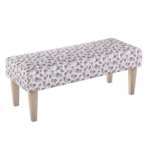 Dekoria Dlouhá lavička 100x40cm, bílá - růžová, 100 x 40 x 40 cm, Flowers, 143-95