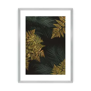 Dekoria Plakát Golden Leaves II, 50 x 70 cm, Zvolit rámek: Stříbrný