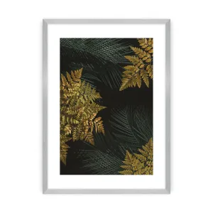 Dekoria Plakát Golden Leaves II, 70 x 100 cm, Zvolit rámek: Stříbrný