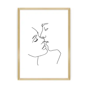 Dekoria Plakát  Kiss Line, 50 x 70 cm, Výběr rámečku: Zlatý
