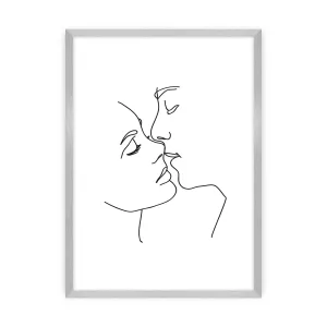Dekoria Plakát  Kiss Line, 70 x 100 cm, Výběr rámečku: Stříbrný