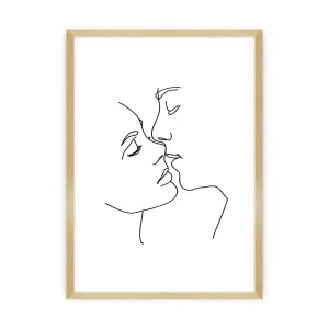 Dekoria Plakát  Kiss Line, 70 x 100 cm, Výběr rámečku: Zlatý