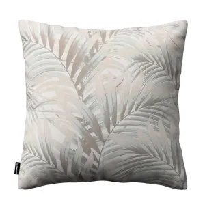 Dekoria Kinga - potah na polštář jednoduchý, béžovo-krémové palmové listy bílém podkladu, 50 x 50 cm, Gardenia, 142-14