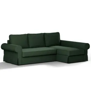 Dekoria Potah na pohovku IKEA Backabro rozkládací se šezlongem, Forest Green - zelená, Backabro rozkládací se šezlongem, Cotton Panama, 702-06