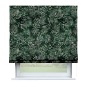 Dekoria Římská roleta Capri, stylizované palmové listy na zeleném podkladu, Velvet, 704-21