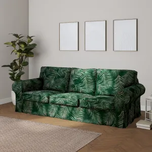 Dekoria Potah na pohovku IKEA Ektorp 3-místná rozkládací, NOVÝ MODEL 2013, stylizované palmové listy na zeleném podkladu, Ektorp 3-m rozkládací, od 2013, Velvet, 704-21