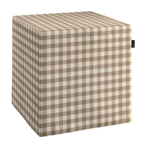 Dekoria Sedák Cube - kostka pevná 40x40x40, béžová - bílá střední kostka, 40 x 40 x 40 cm, Quadro, 136-06