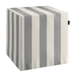 Dekoria Sedák Cube - kostka pevná 40x40x40, bílé a šedé svislé pruhy, 40 x 40 x 40 cm, Quadro, 143-91