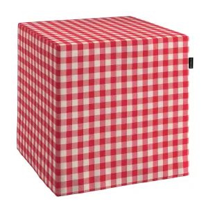 Dekoria Sedák Cube - kostka pevná 40x40x40, červeno - bílá střední kostka, 40 x 40 x 40 cm, Quadro, 136-16