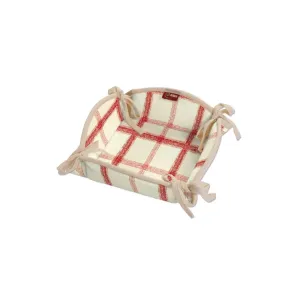 Dekoria Textilní košík, režný podklad,červená mřížka, 20 x 20 cm, Avignon, 131-15