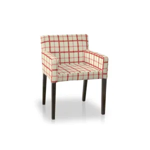 Dekoria Potah na židli Nils, režný podklad,červená mřížka, židle Nils, Avignon, 131-15