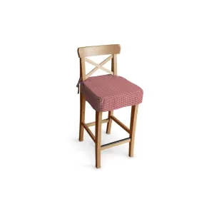 Dekoria Sedák na židli IKEA Ingolf - barová, červeno - bílá jemná kostka, barová židle Ingolf, Quadro, 136-15