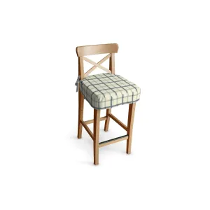 Dekoria Sedák na židli IKEA Ingolf - barová, režný podklad, světle modrá mřížka, barová židle Ingolf, Avignon, 131-66