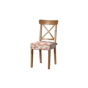 Dekoria Sedák na židli IKEA Ingolf, pozadí režné, červené postavy, židle Inglof, Avignon, 132-15