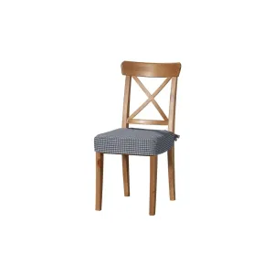 Dekoria Sedák na židli IKEA Ingolf, tmavě modrá - bílá jemná kostka, židle Inglof, Quadro, 136-00